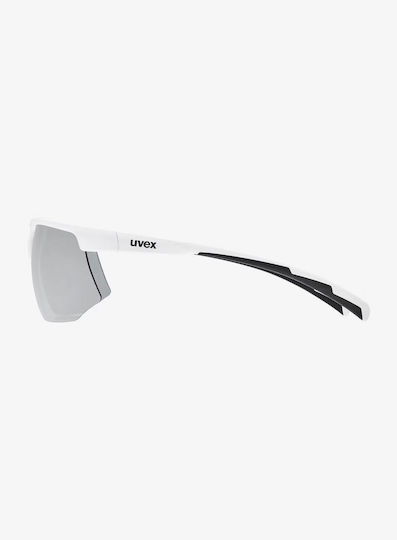 Uvex Cycling Glasses With White Frame And Mirror Transparent Photochromic Lenses