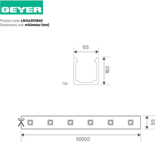 Geyer Waterproof LED Strip 24V Natural White Light 1m
