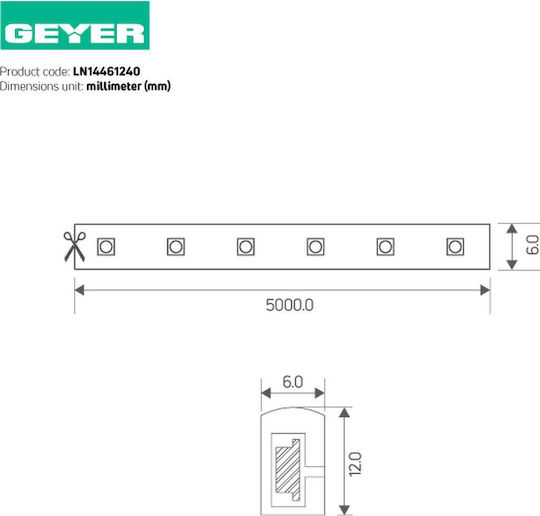 Geyer Водоустойчива LED Лента 24V Неутрално Бяла Светлина 1m Neon Flex