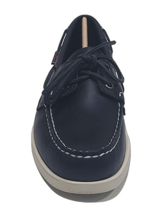 Portland Leather Men's Boat Shoes in Blue Colour