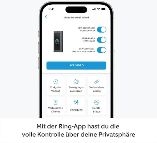Ring Video Doorbell Wired Ασύρματο Κουδούνι Πόρτας Συμβατό με Alexa Μαύρο