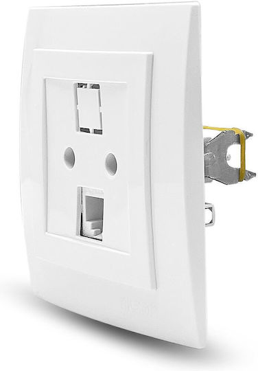 Geyer Nilson Einzeln Netzsteckdose RJ45 mit Rahmen Typ Cat5 in Weiß Farbe 24111044