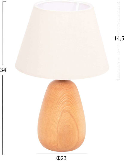 Freebox Wood Table Lamp with Beige Shade and Base