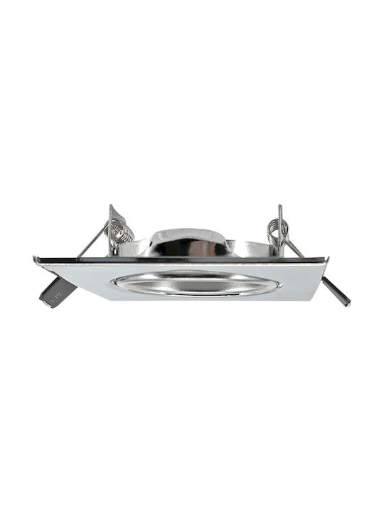 Geyer Square Metallic Recessed Spot with Socket GU10 Silver 8.7x8.7cm. 1pcs