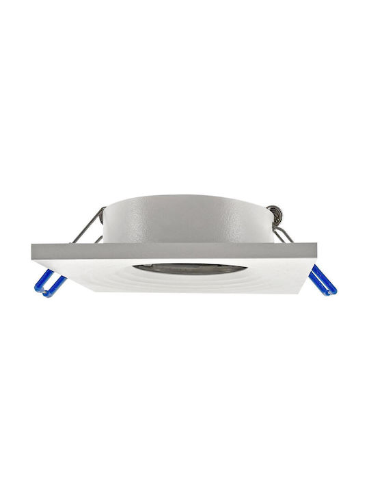 Geyer Rectangle Metallic Recessed Spot with Socket GU10 White 8.5x8.5cm. 1pcs