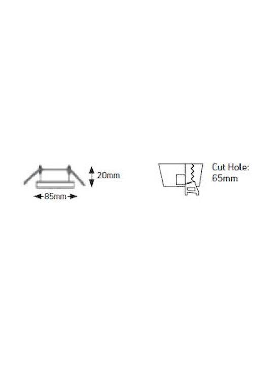 Geyer Rectangle Metallic Recessed Spot with Socket GU10 White 8.5x8.5cm. 1pcs