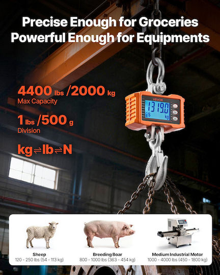 Vevor Commercial Scale with Weighing Capacity 1995.81kg and Accuracy 500g