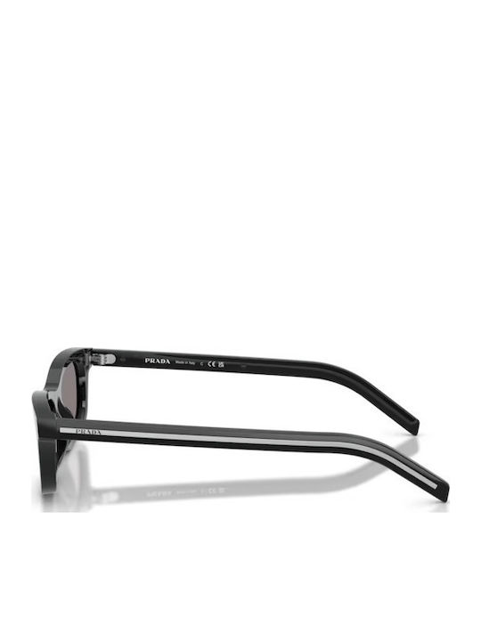 Prada Women's Sunglasses with Black Horn-Rimmed Frame and Black Lens