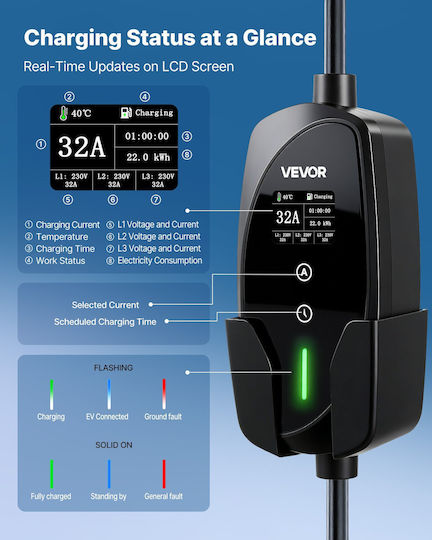 Vevor Portable Three-Phase Charging Station 22kW with Built-in Cable Type 2 (OGBXCDQPM22KJTVAL001V2)