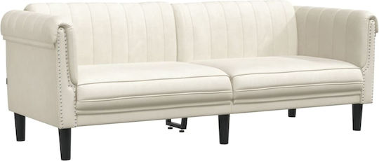 Dreisitzer Samt Sofa Beige 203x77x74cm