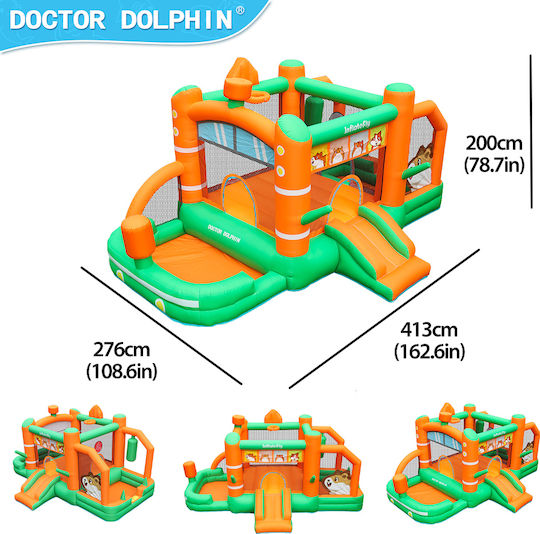 Fun Baby Inflatable Bouncer with Trampoline and Slide for 4-6 Years