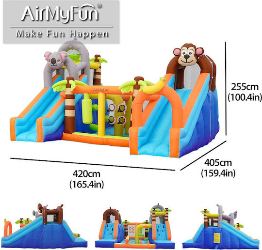 Fun Baby Aufblasbares Jungle mit Trampolin & Rutsche für 6+ Jahre