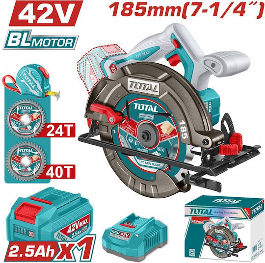 Total TSLI4218511E Δισκοπρίονο Brushless 42V 1x2.5Ah