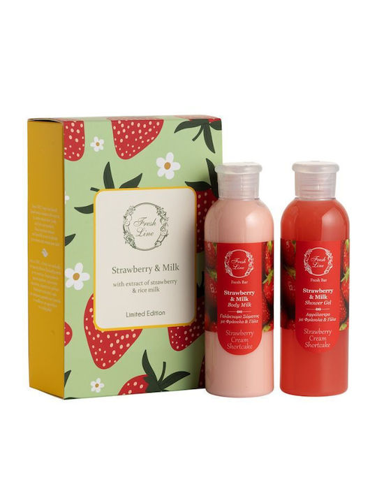Fresh Line Strawberry & Milk Σετ Περιποίησης για Ενυδάτωση & Καθαρισμό Σώματος