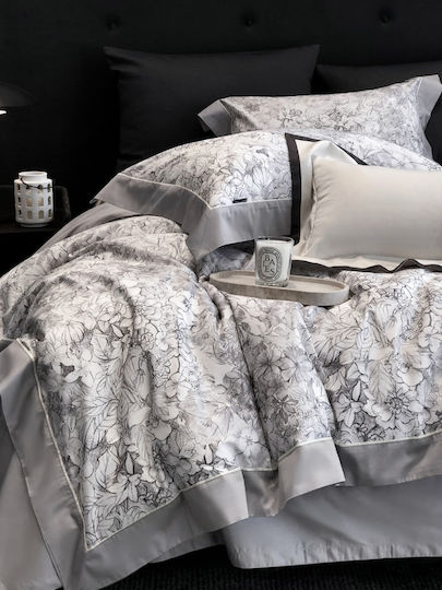 Σετ Παπλωματοθήκη Υπέρδιπλη 220x240cm 2 Μαξιλαροθήκες & 1 Σεντόνι Γκρι