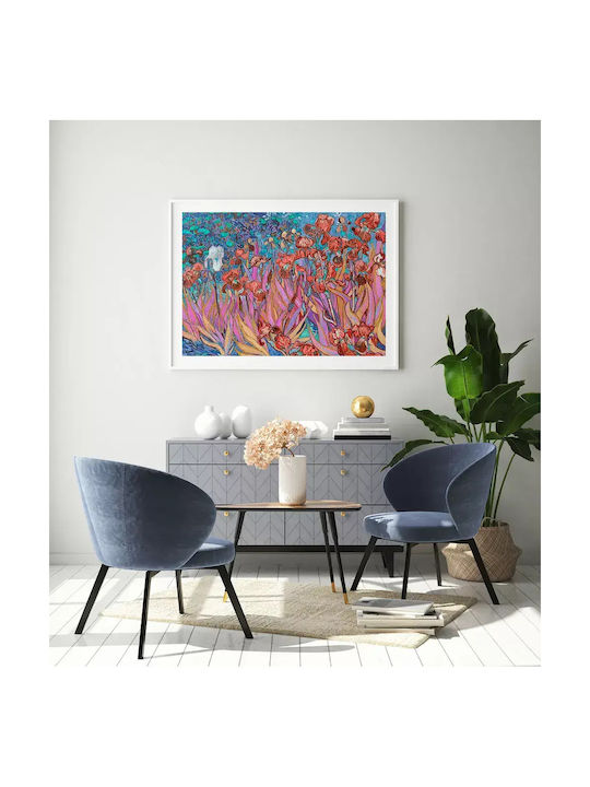 Poster Van Gogh Irises Art110 50cm X 70cm Κορνίζα Φυσικό Ξύλου Μπεζ