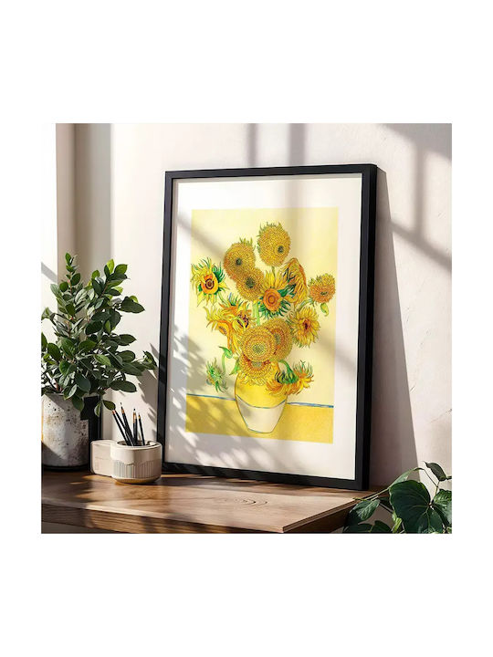 Poster Van Gogh Sunflowers Art116 50cm X 70cm Brown Wooden Frame