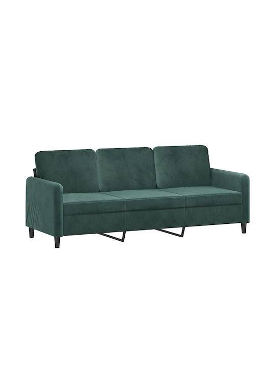 Dreisitzer Samt Sofa Dunkelgrünes 198x77x80cm