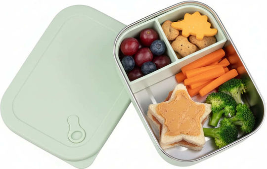 Queen Mother Inox Mittagsbox Grün Mit Fächern 1.2lt
