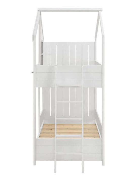 Kids Bed Bunk Single with Mattress White 90x190cm