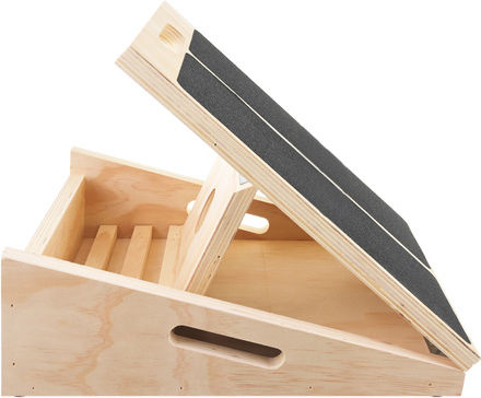 Platformă de Antrenament pentru Stretching Zola Reglaj pe 5 Niveluri 15-35° Antiderapantă Suportă 150 Kg Plan de Antrenament Mânere de Transport Lemn 39 X 30 X 14.5-30 Cm