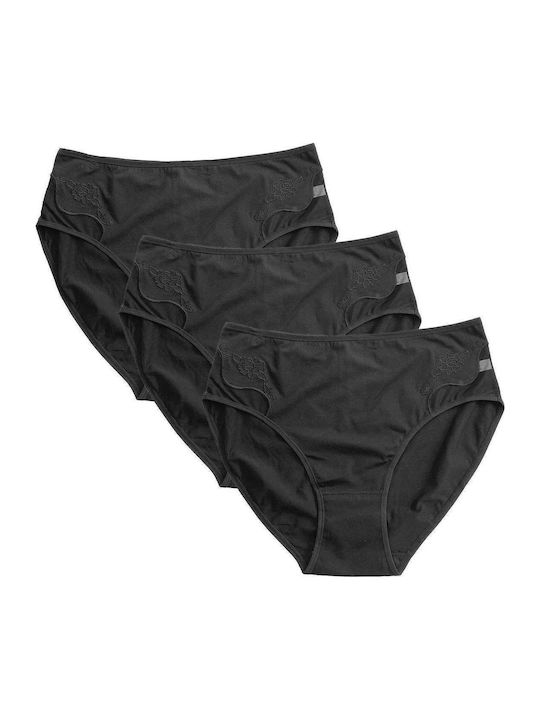Ansın Damen-Slips 3er Pack Schwarz