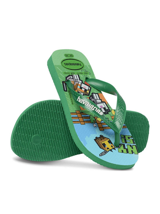 Kids' Flip Flops Green Minecraft