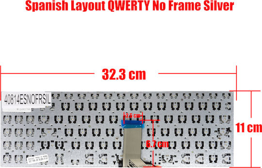 Spanish Laptop Keyboard Asus Vivobook S15 S530 S530ua S530un S530fa S5300f S5300fn S530fa-ej335t X530 K530 S530f S530ua X530fa X530un Es No Frame Silver Code 40814esnofrsil