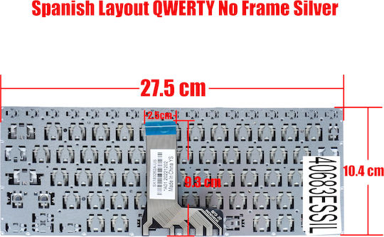 Spanish Laptop Keyboard Asus Vivobook 14 X409da X409ua X412fa X412da X412dap X412fac X412fag X412fl X412dk X412ua X412ub 0knb0-2612us00 V182962cs1 Es No Frame Silver Code 40683es