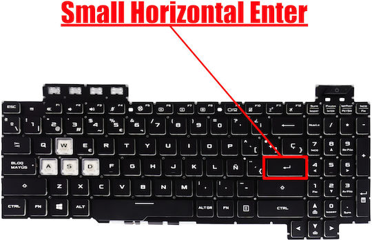 Tastatură Spaniolă Pentru Laptop Asus Tuf Gaming Fx504 Fx505 Fx705 Fx80 Fx505dy Fx505gt Fx86 Fx95 Fx505dt Fx505gu Fx505a Fx80g Fx80ge Aebkl403010 Es Fără Cadru Retroiluminată Neagră Cod 40974esblnofr