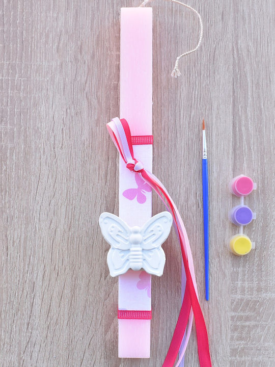 Lumanare De Paste Fluture Pătrată Parfumată Și Handmade Roz