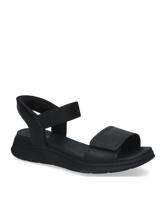 Leather Women's Flat Sandals Black