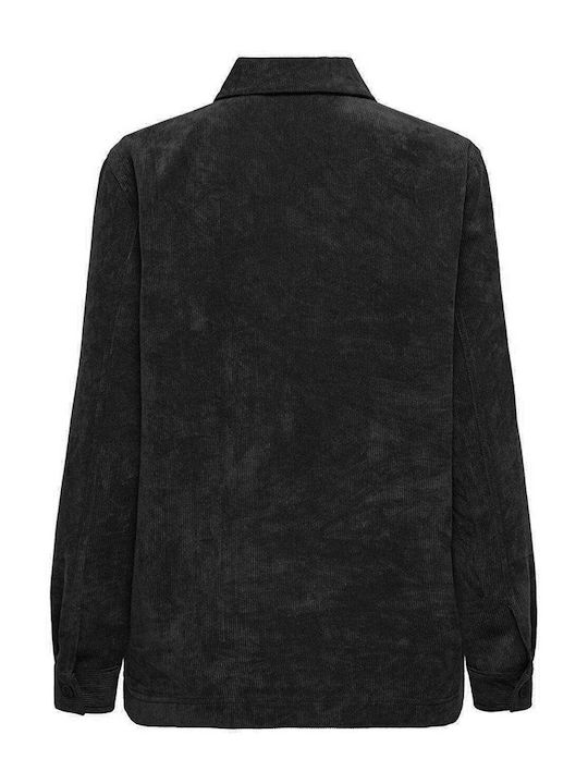 Long Sleeve Women's Denim Shirt Black