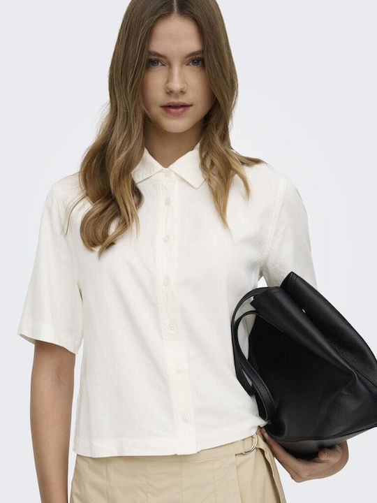 Long Sleeve Women's Linen Shirt White