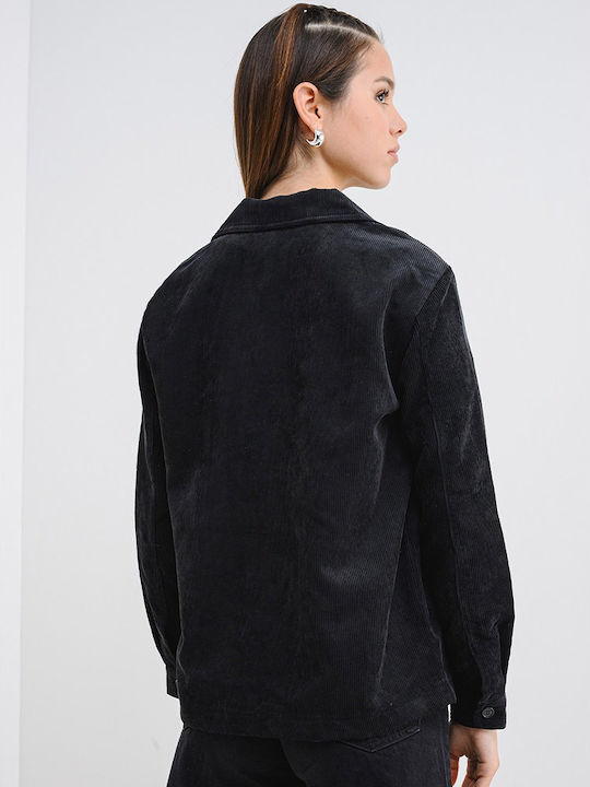 Long Sleeve Women's Denim Shirt Black