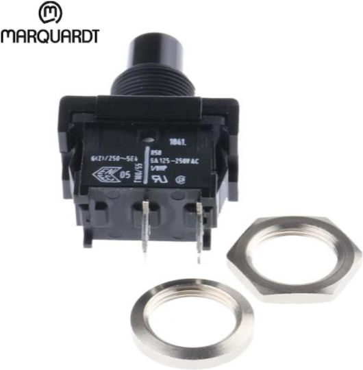 Rocker Pushbutton Switch 1 X On-off Single Pole Spst 2 Pin 6a/250vac 23.9x16.6x23mm Marquardt 1841.1101 Quick Connect Terminal 4.8 X 0.8