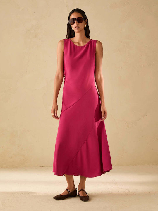 Summer Midi Dress with Wrap Fuchsia