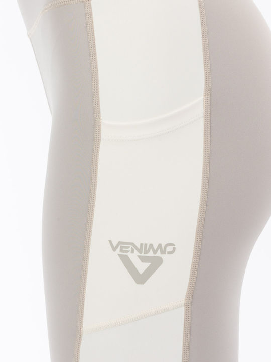 Training Women's Set with High Waist Beige Leggings