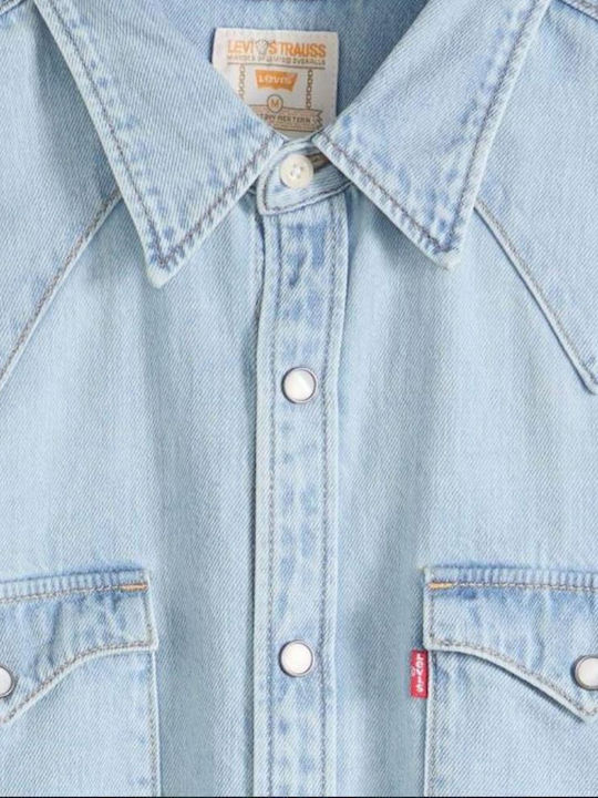 Western Long Sleeve Shirt Worn In Blue