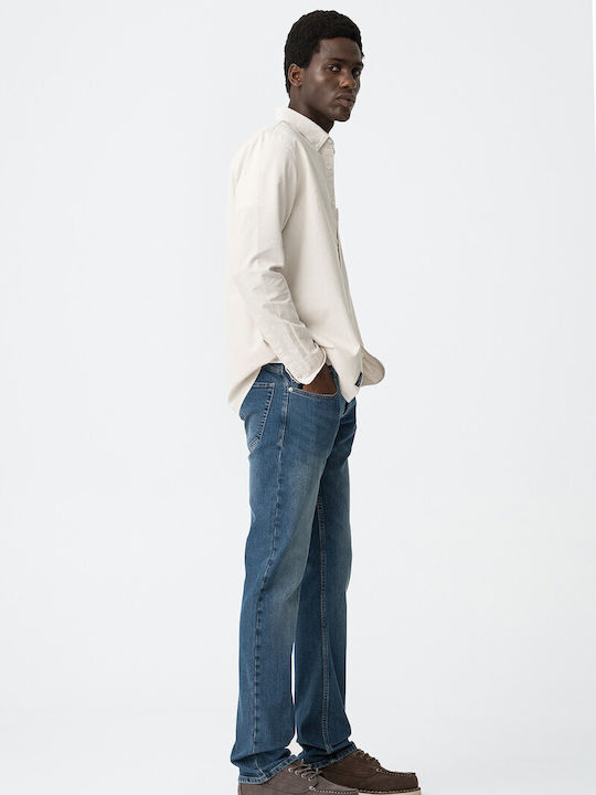 Men's Elastic Jeans Pants with Slim Fit Blue