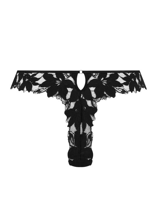 Damen-Slip Brasil mit Spitze Schwarz