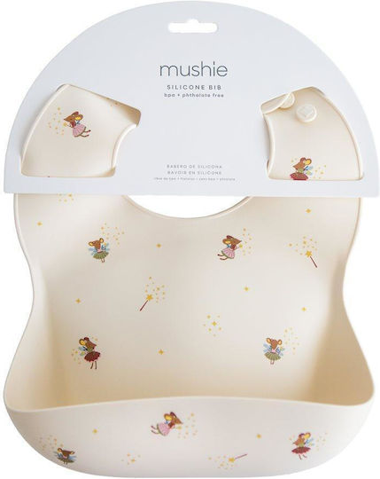 Mushie Waterproof Silicone Bib with Pocket Multicolour