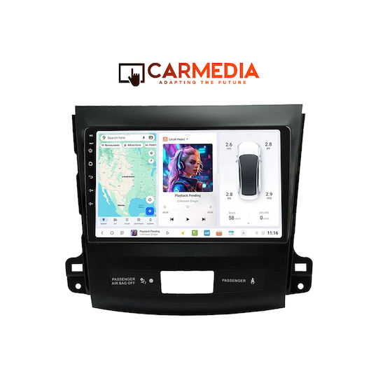 Carmedia Car Audio System for Peugeot 4007 Mitsubishi Outlander Citroen C-Crosser 2006-2012 (Bluetooth/USB/WiFi/GPS/Apple-Carplay/Android-Auto) with Touch Screen 9"