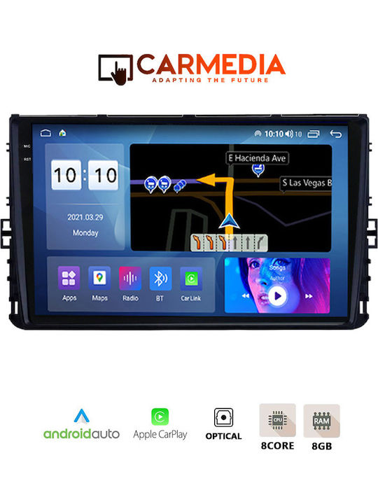 Carmedia Sistem Audio Auto pentru Volkswagen Polo / T-Cross / T-Roc 2017 (Bluetooth/USB/AUX/WiFi/GPS/Apple-Carplay/Android-Auto) cu Ecran Tactil 9.5"
