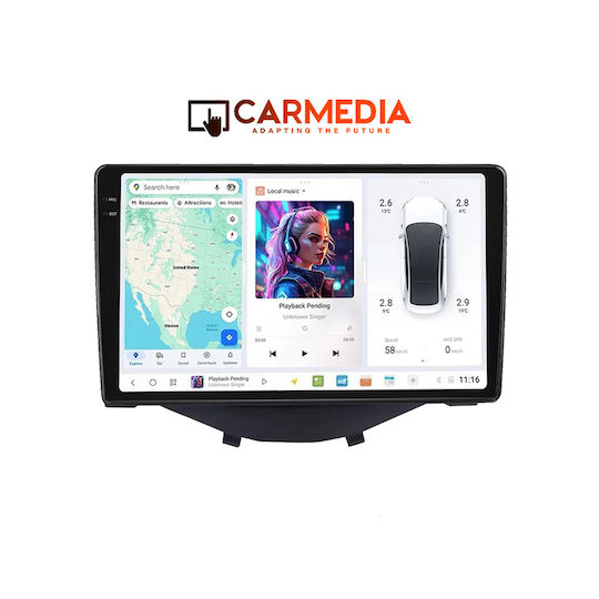 Carmedia Car Audio System for Peugeot 108 Toyota Aygo Citroen C1 2014 (Bluetooth/USB/AUX/WiFi/GPS/Apple-Carplay/Android-Auto) with Touch Screen 9.5"