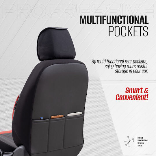 Auto Gs Σετ Καλύμματα Αυτοκινήτου 11τμχ Δερματίνη Design Μαύρα