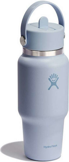 Hydro Flask Wide Flex Cap Μπουκάλι Θερμός Ανοξείδωτο 710ml Flex Straw Cap Surf Blue με Καλαμάκι