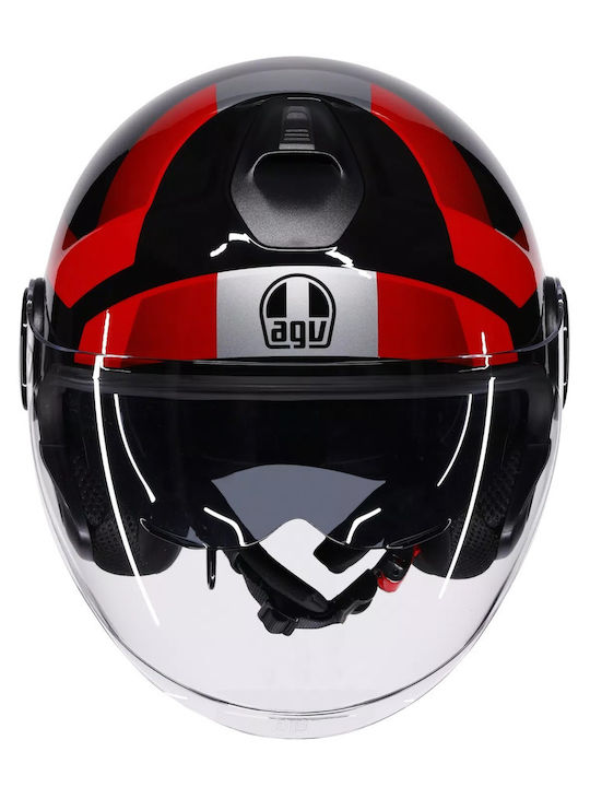 AGV Eteres Camogli Black/Red/Purple Motorcycle Helmet Jet ECE 22.06 1350gr with Sunvisor