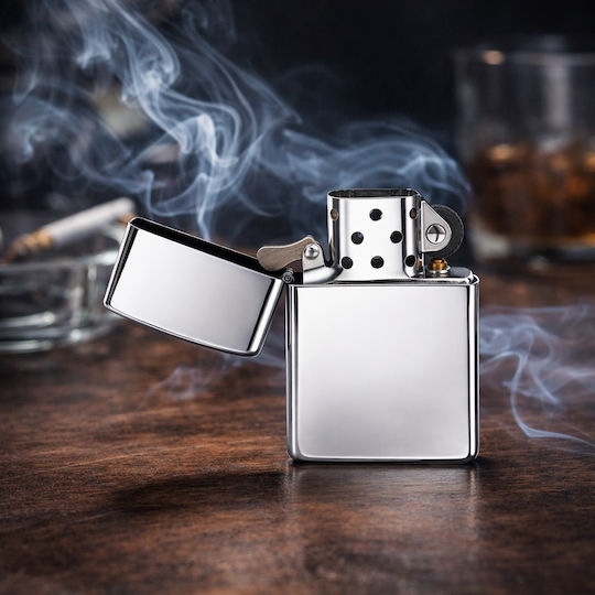 Panora Panora Feuerzeug Mit Flamme In Silber Farbe