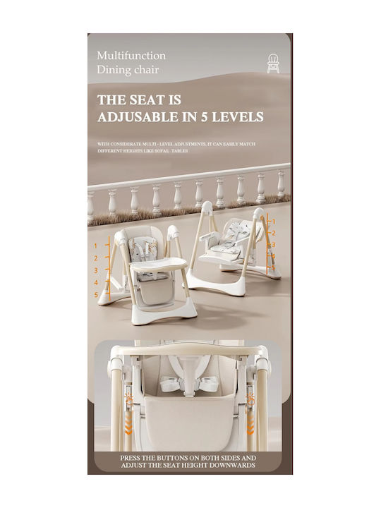 Little Mom Klappbarer Baby Hochstuhl 3 in 1 Weiß BH-8121